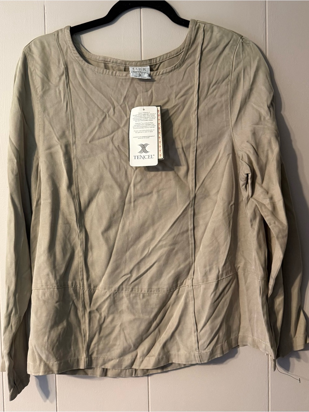 Vintage Click by Color Me Cotton TENCEL Long Sleeve Top Made in USA Womens M